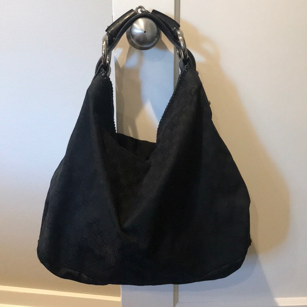 Black Gucci horse bit large bag